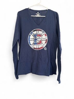 NWT NHL Boston Bruins Women’s Banner Wave Logo V-Neck Long Sleeve Tee XL